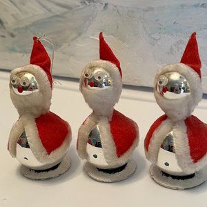 vintage Christmas Santa ornaments set of 3.  mercury google eyes Made in Japan